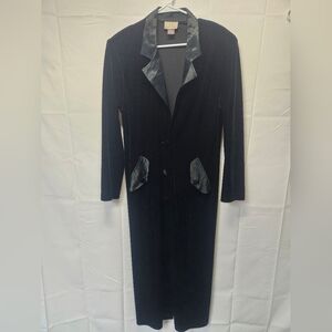 IC Collection Vintage Black Velvet Long Coat